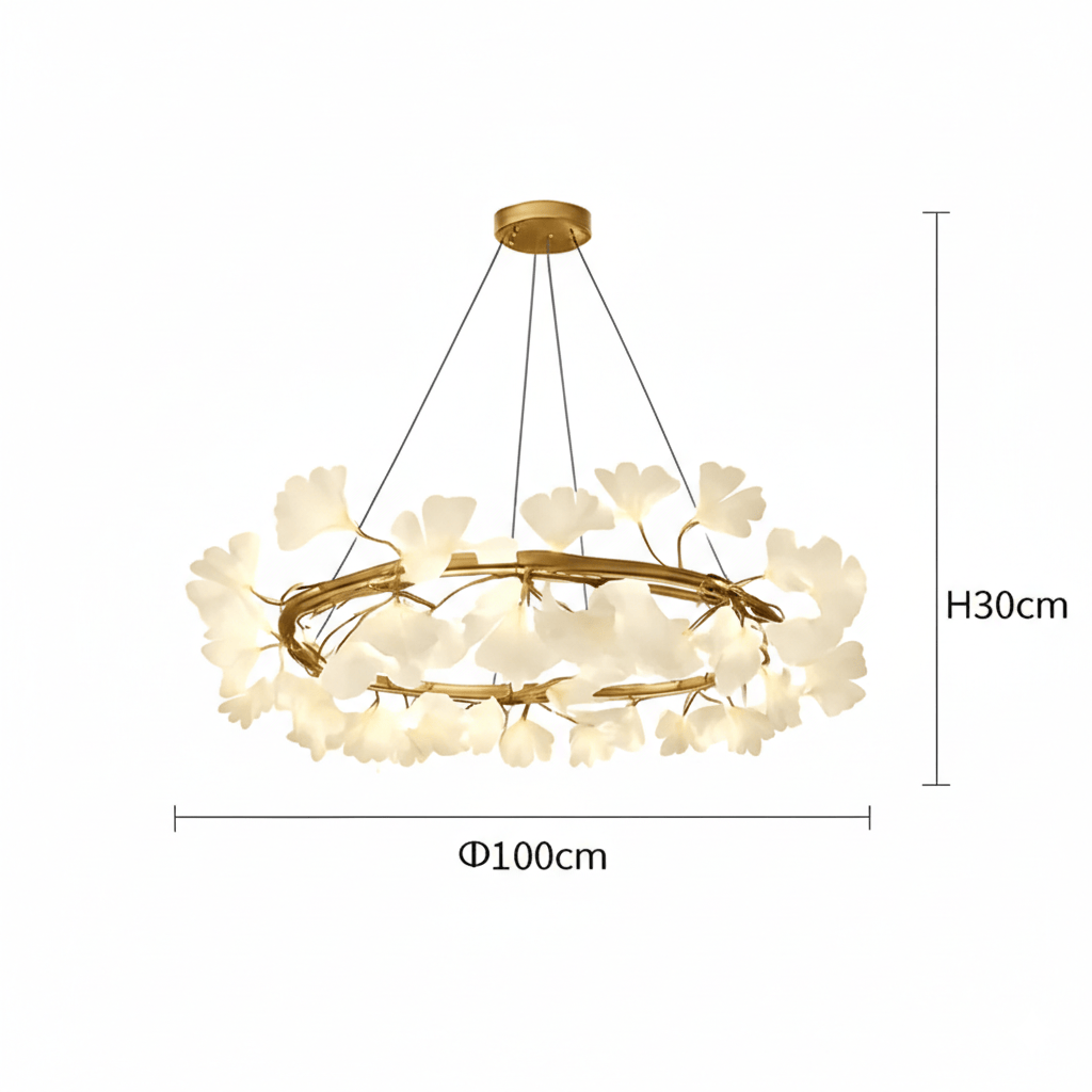 Dimensions – Luminaire suspension floral pour salon