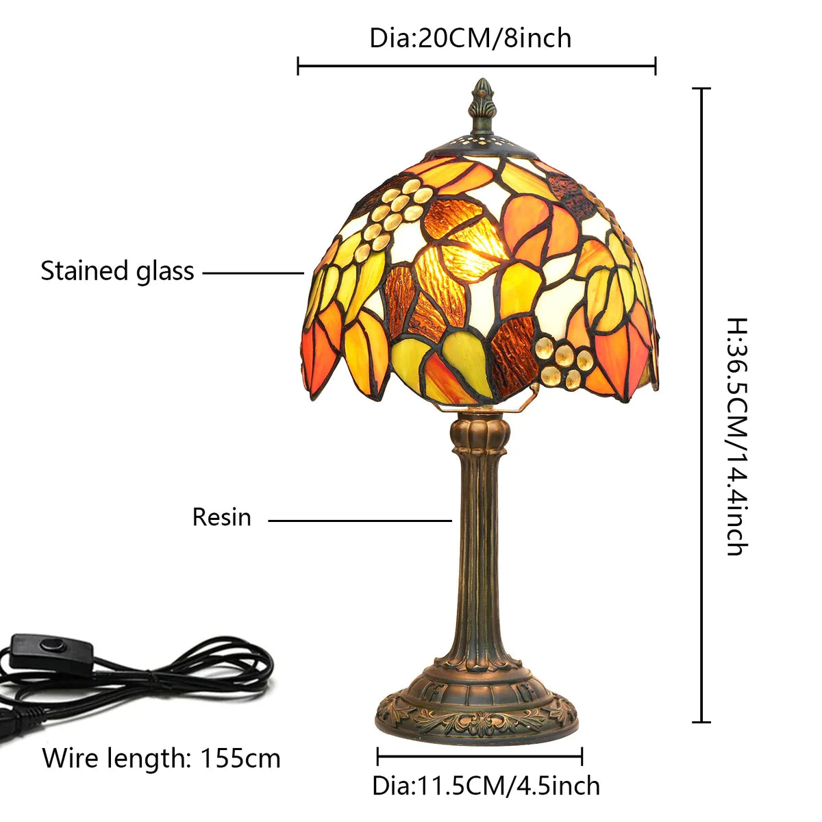 Dimensions – Lampe de chevet Abat Jour à Motif