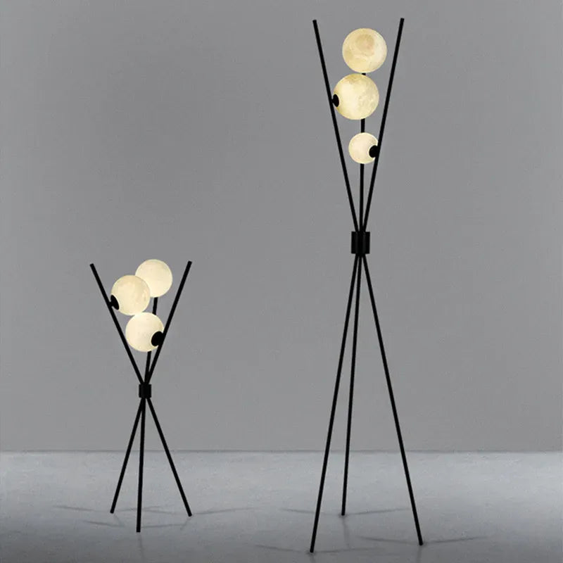 LampeHub Modern Led Floor Lamp 3D Moon Iron Tripod Floor Lamps For Living Room Bedroom Loft Study Decor Light Nordic Table Standing Lamp