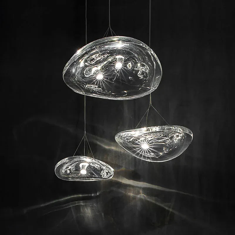 LampeHub Designer LED Glass Counter Pendant Lamp Nordic Manta Suspension Light For Bedroom Living Room Creative Staircase Pendant Light