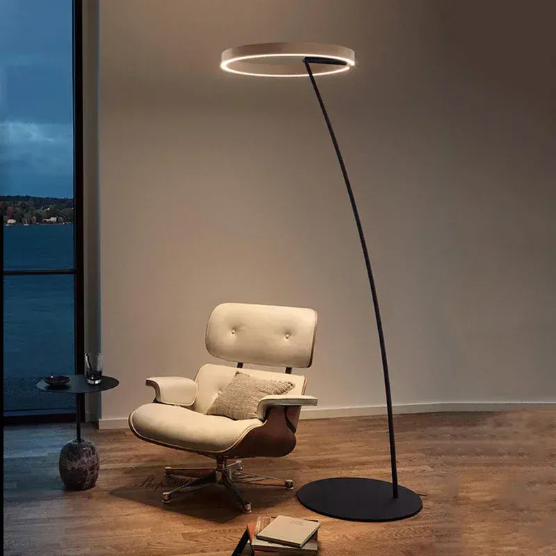 LampeHub Italian Light Luxury Minimalist Fishing Lamp Living Room Bedroom Study Vertical Room Decoration Lights Artistic Floor Lamp LED