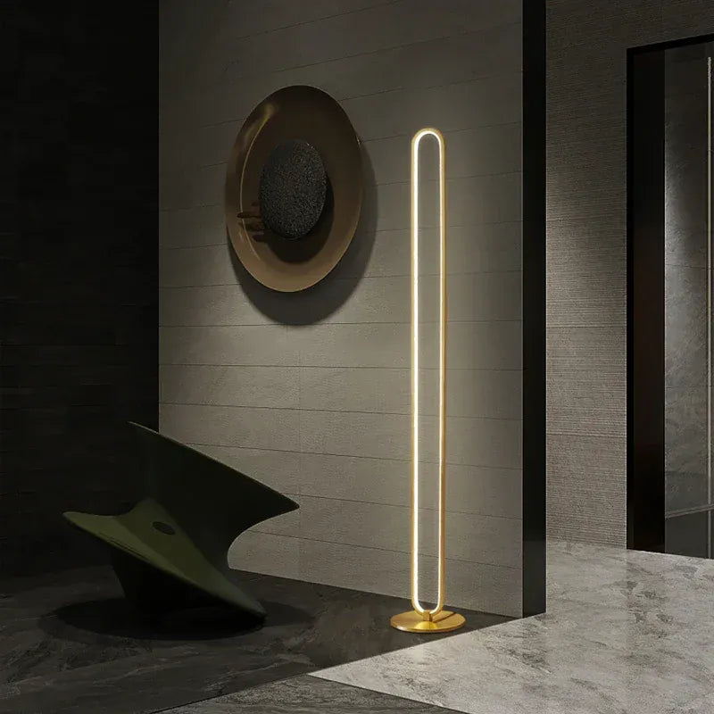 LampeHub Modern LED Floor Lamp Minimalist Loop Design, Dimmable Standing Light for Living Room Bedroom Home Decor