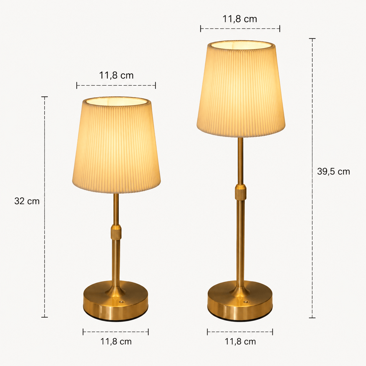 Dimensions – Lampe de chevet Tissu Plissé