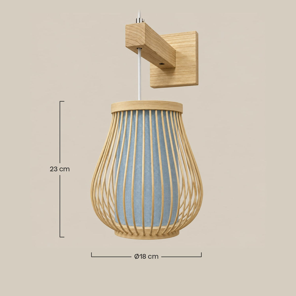 Dimensions – Applique Bambou Lanterne Japonaise – Support en Bois