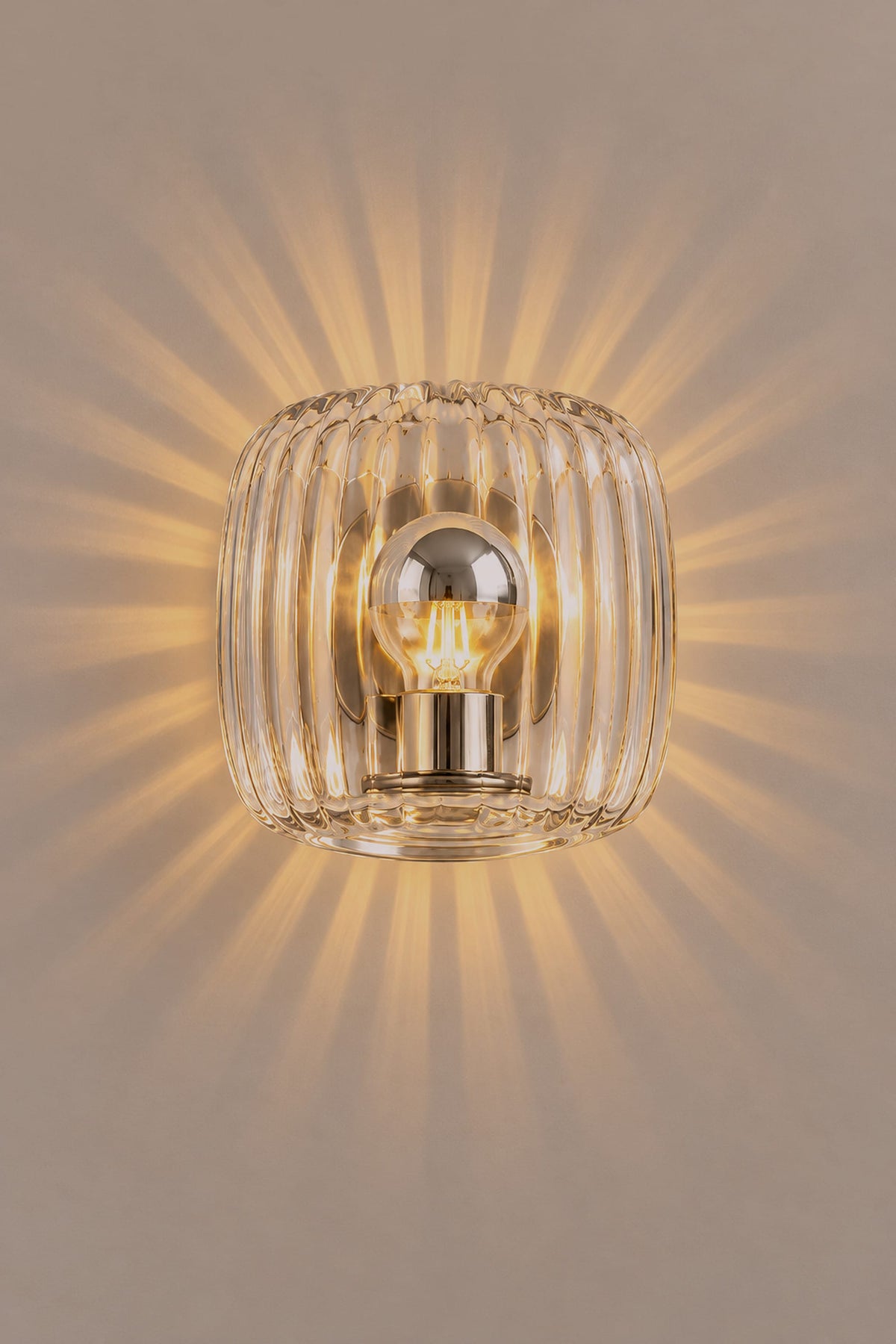 LampeHub Applique murale Applique Bauhaus Soleil – Verre Strié
