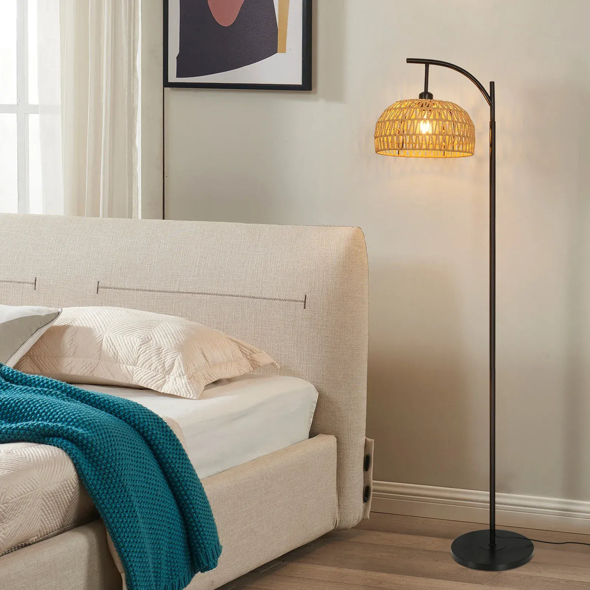 LampeHub black / GERMANY Lampadaire Rotin Salon