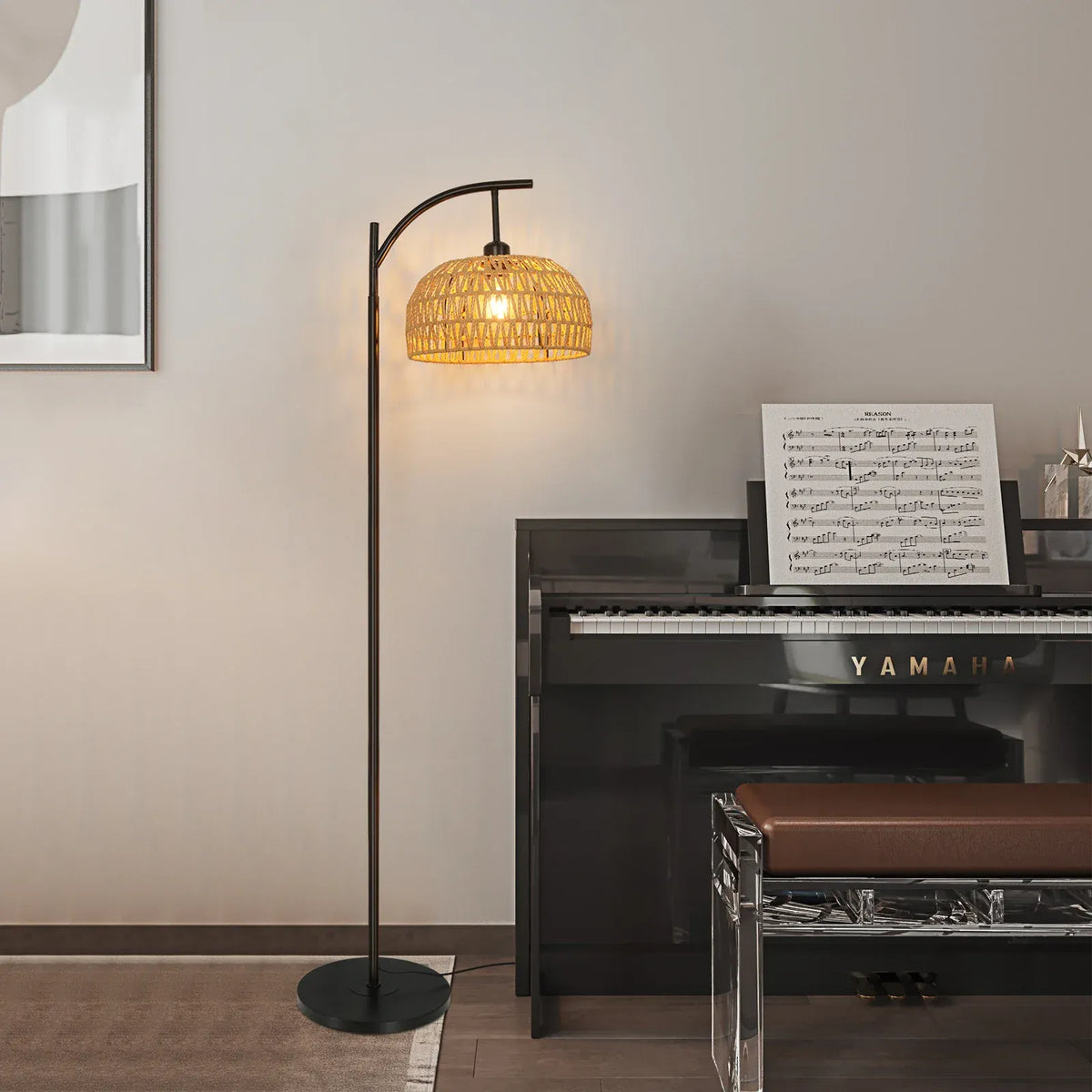 LampeHub black / GERMANY Lampadaire Rotin Salon