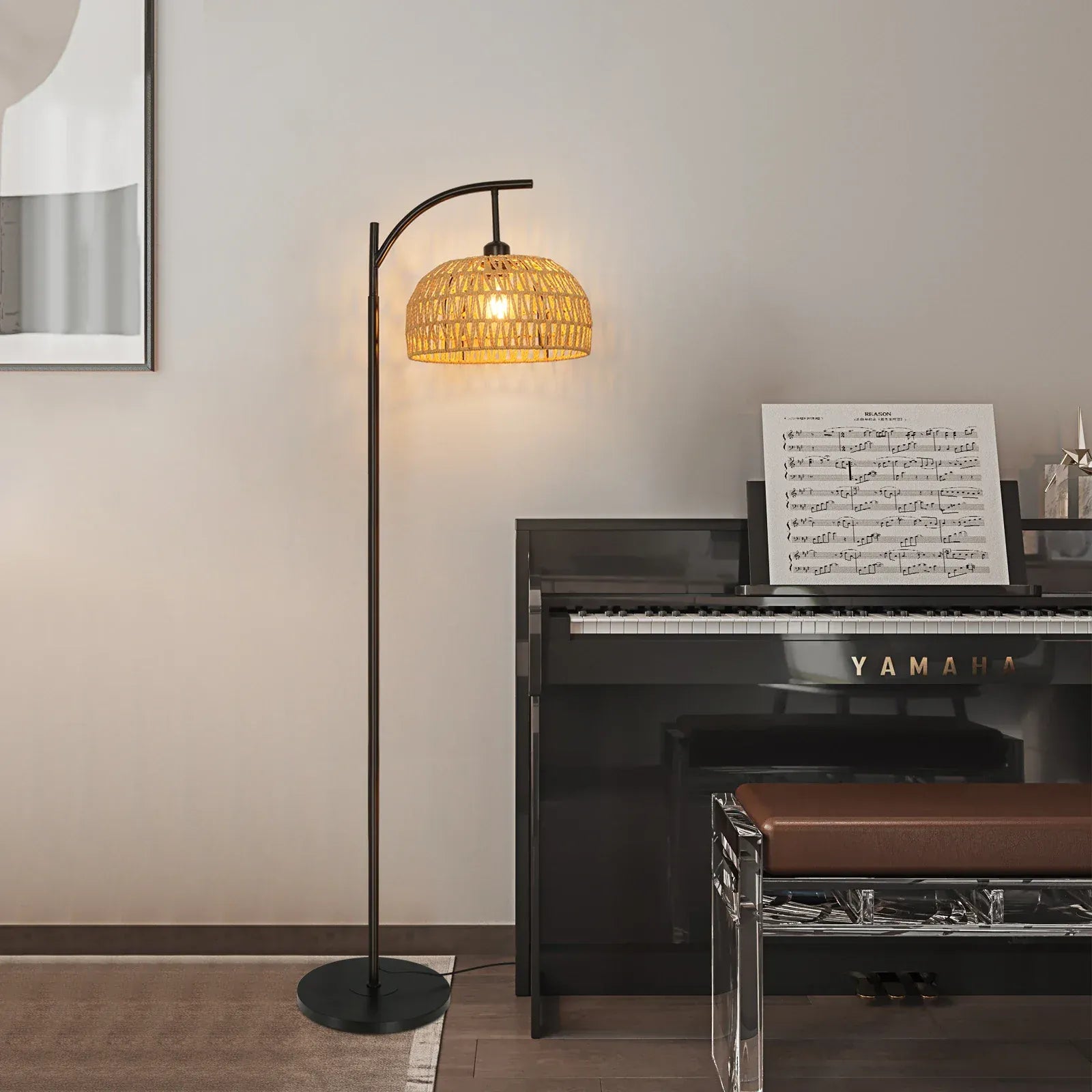 LampeHub black / GERMANY Lampadaire Rotin Salon