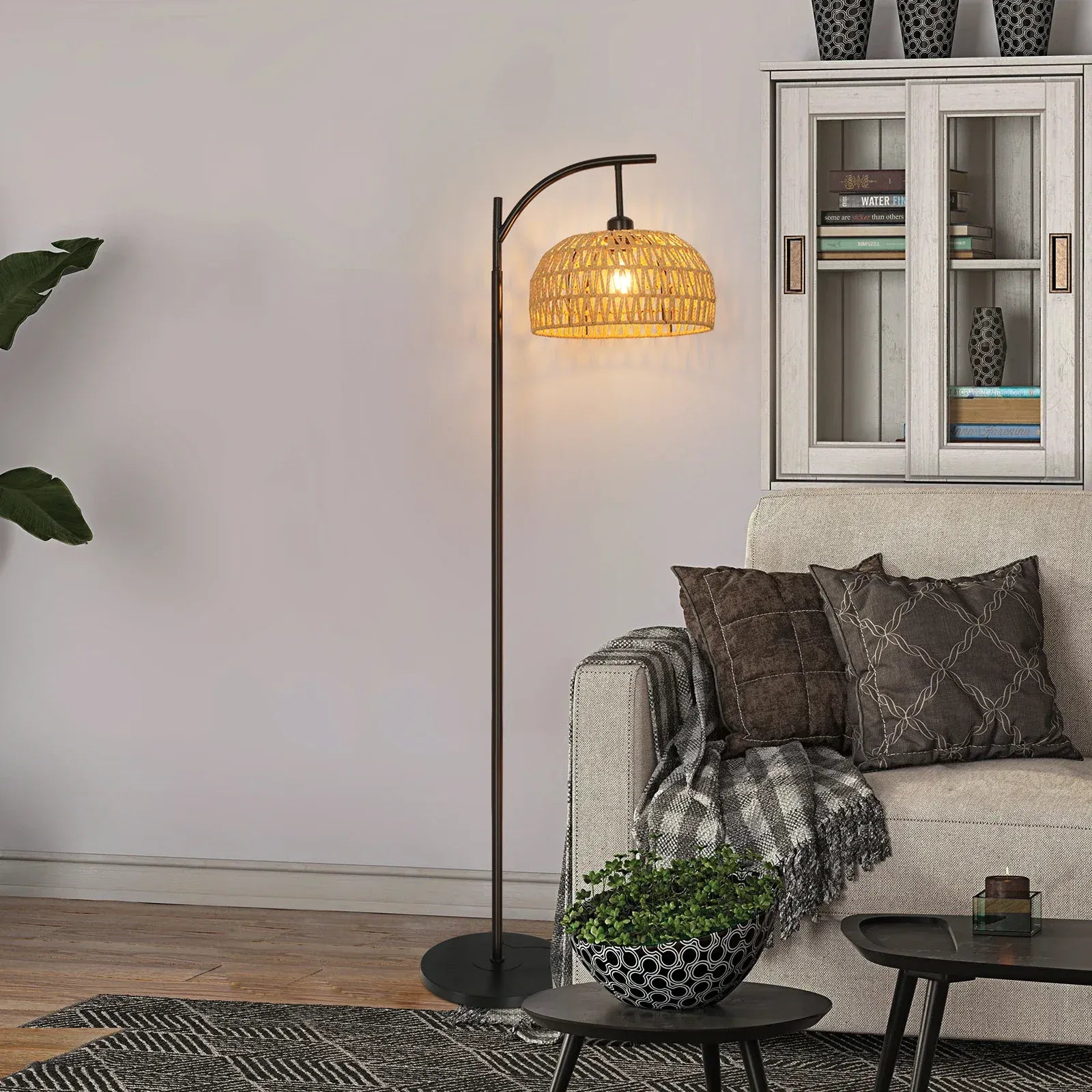 LampeHub black / GERMANY Lampadaire Rotin Salon