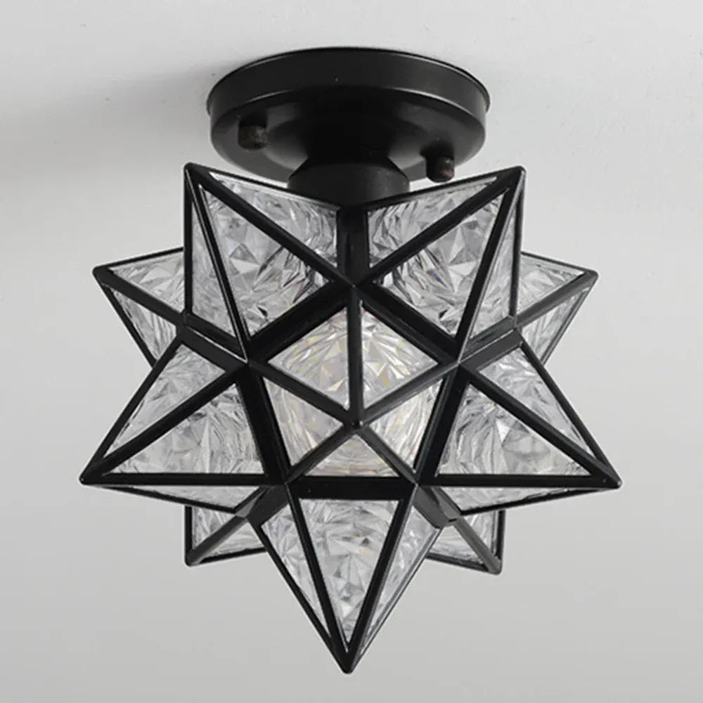 LampeHub Black Pentagram Corridor Aisle light Modern Golden Entrance Balcony Cloakroom Star Ceiling Lights Dining Room Kitchen Lamp Deco