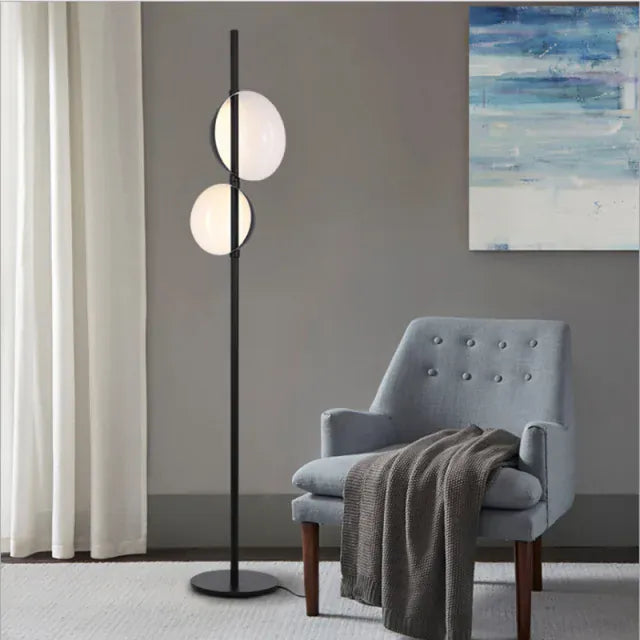 LampeHub Black / Warm light Vintage black gold floor lamp LED minimalist Superluna Floor Lamp Double Lampshade reading bedside living room standing lights