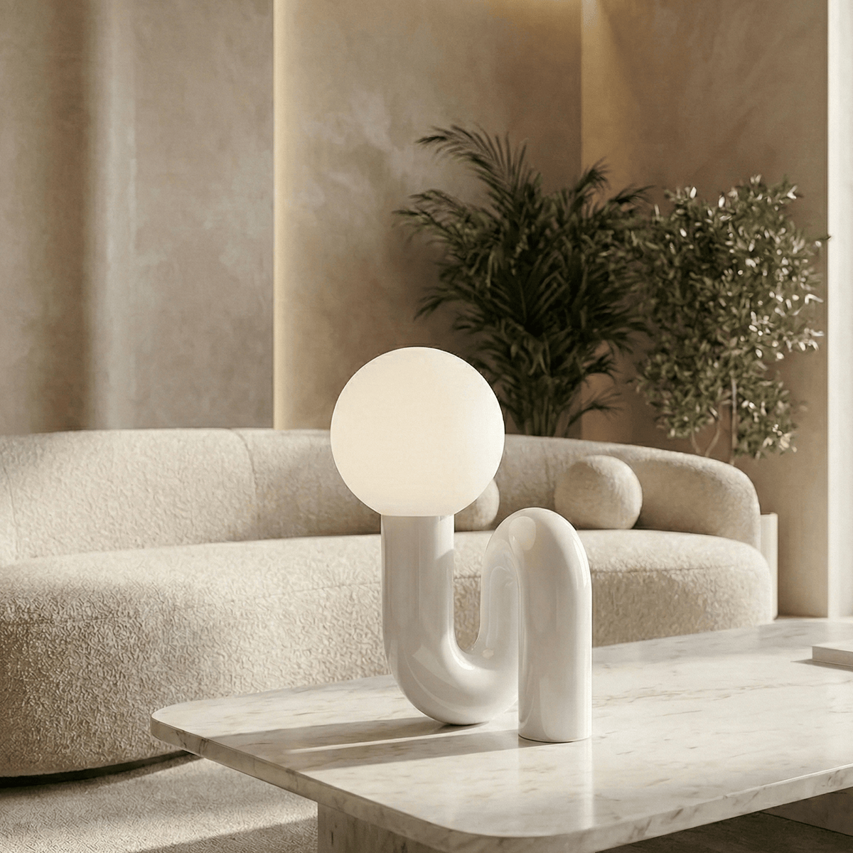 LampeHub Blanc Lampe à poser en Metal Design