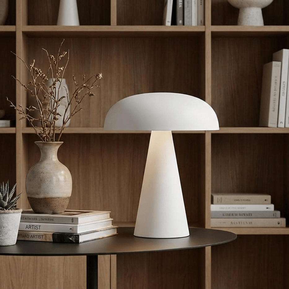 LampeHub Blanc Lampe de Chevet Rétro Champignon