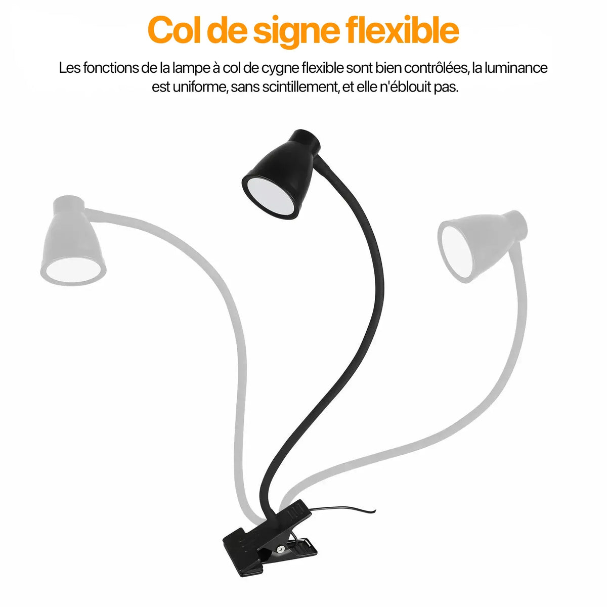 LampeHub Blanche Lampe de chevet Lecture Blanche