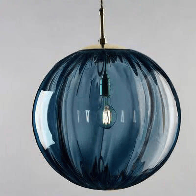 LampeHub Bleu / 20cm Luminaire suspension verre boule