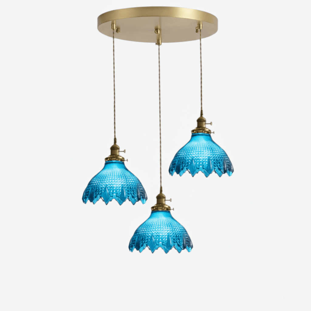 LampeHub Bleu Ciel Luminaire suspension verre floral