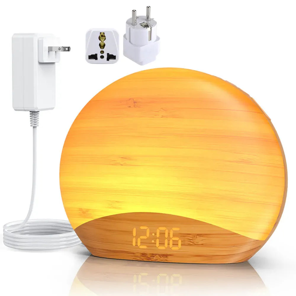 LampeHub Bois foncé 2 Lampe de chevet Réveil Naturel