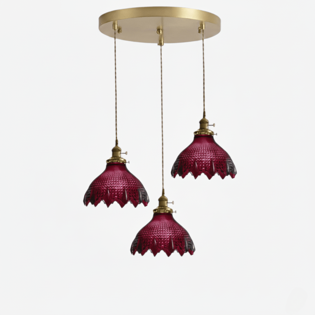 LampeHub Bordeaux Luminaire suspension verre floral