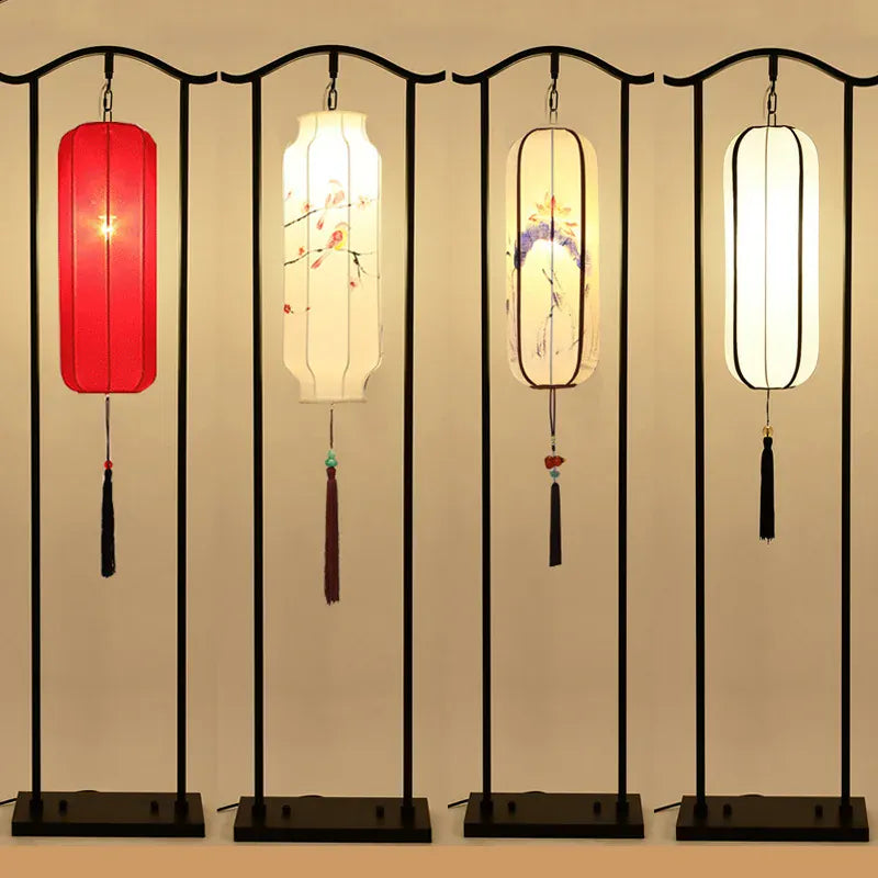LampeHub Classical new Chinese floor lamp living room tea room hotel villa retro lighting vertical table lamp zen red palace lamp