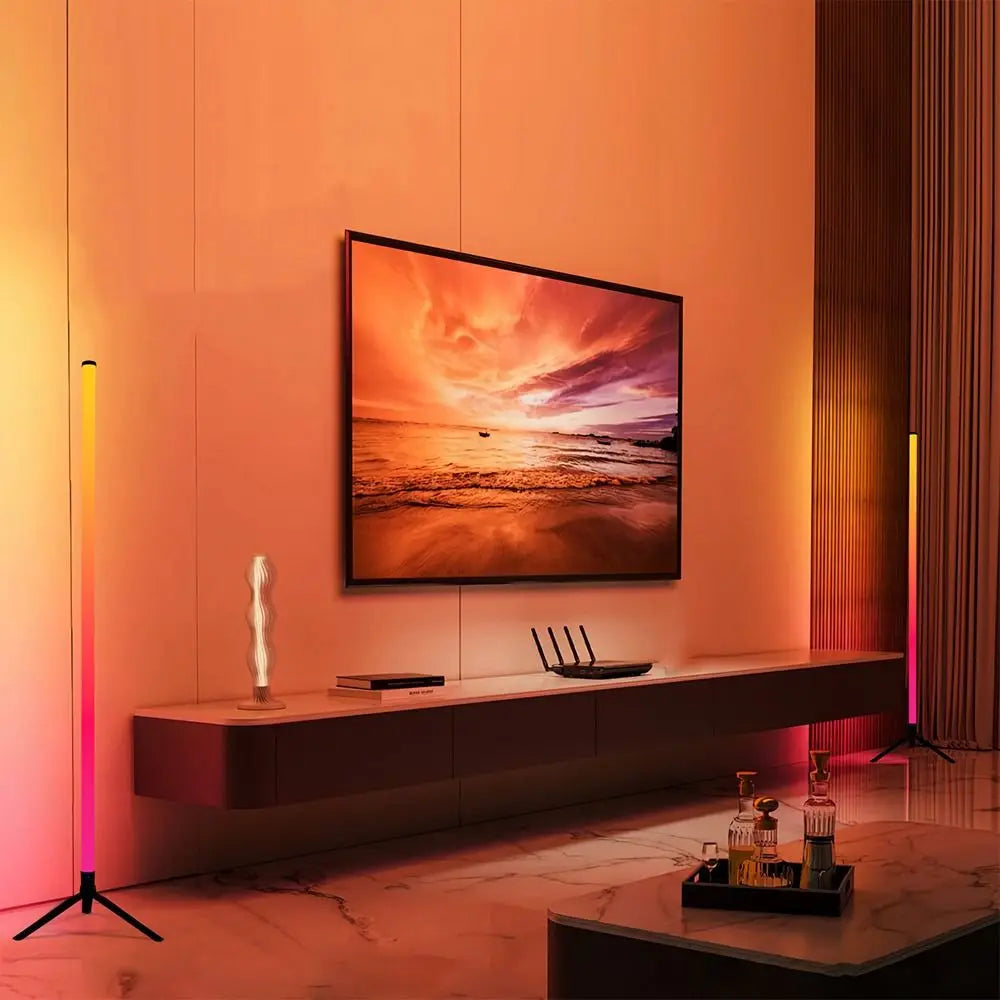 LampeHub Color Changing RGB Floor Lamp Bluetooth APP Control USB Power Atmosphere Light Remote Control LED Floor Lamp Interior Decoration