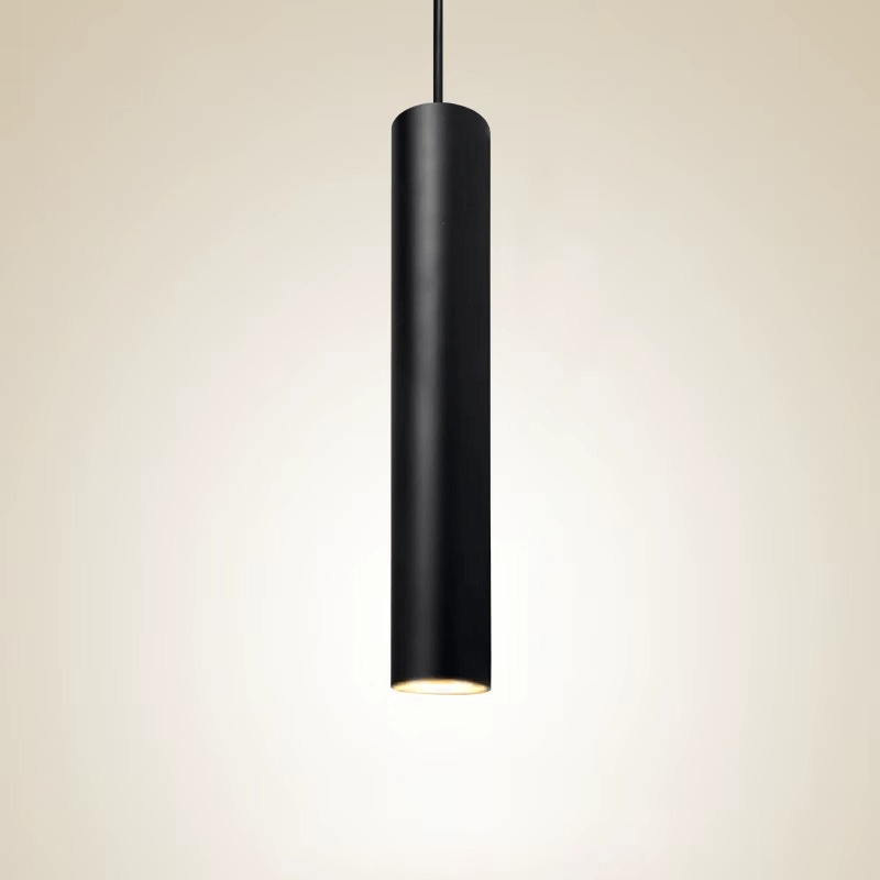 LampeHub Cylindre noir / 50 cm / 7W Dimmable | Blanc chaud Suspension luminaire salle à manger cylindrique