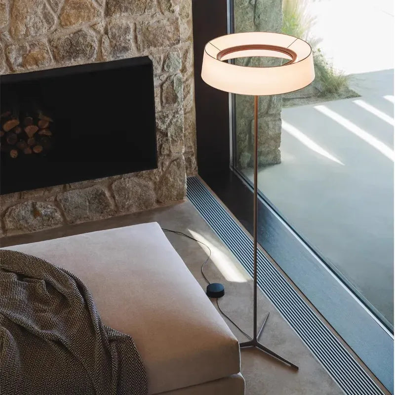 LampeHub DAMA Floor Lamp Nordic Fabric Standing Lamp For Villa Parlor Bedroom Sofa Office Home Decor Modern LED Art Bedside Table Lamp