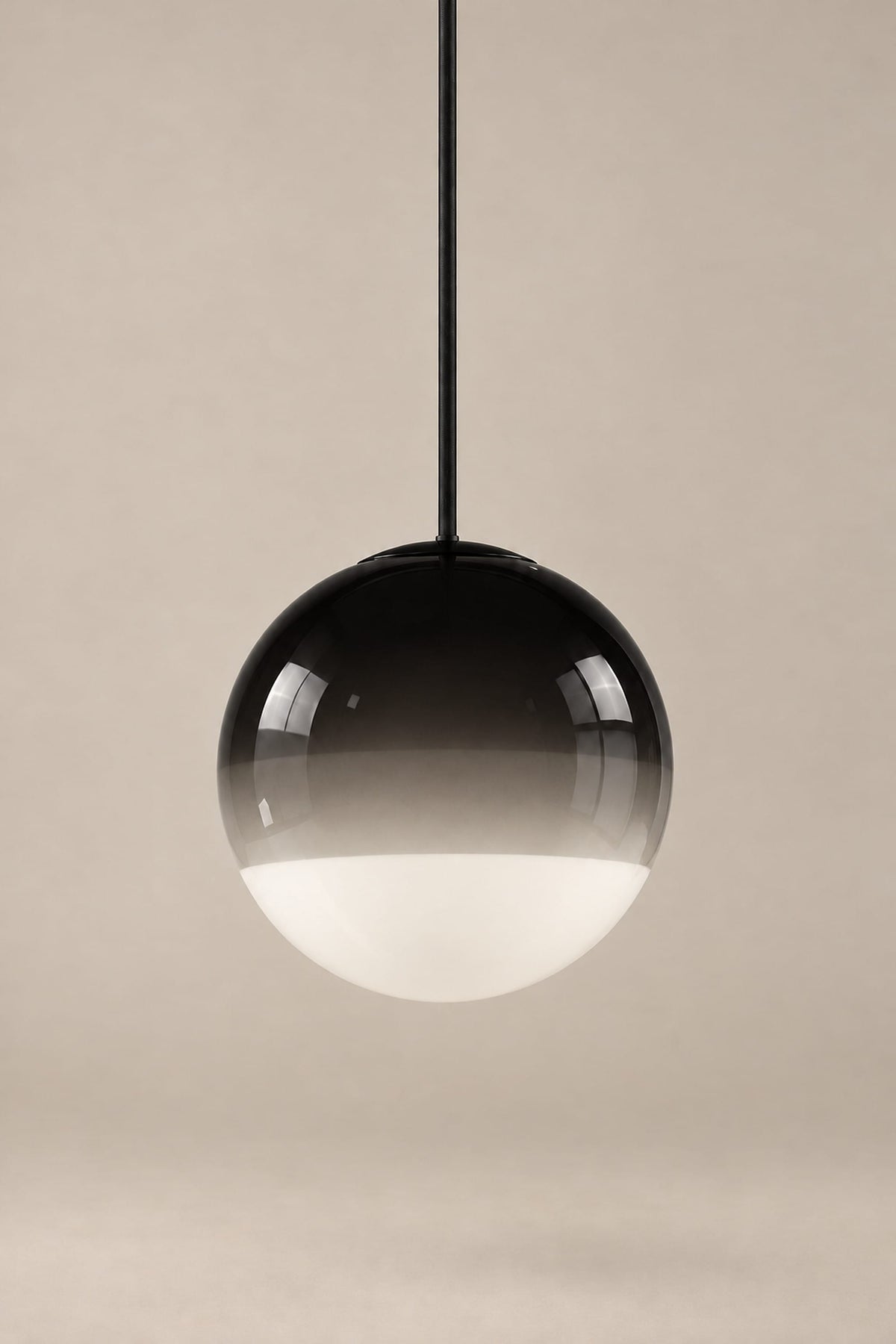 LampeHub Dégradé noir / D 20cm / Lumière tricolore Suspension Bauhaus Boule Verre Dégradé – 15 ou 20 cm