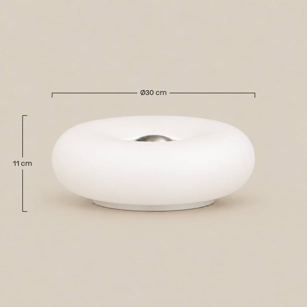 Dimensions – Lampe Bauhaus Donut Blanche – Lampe de Chevet Tactile