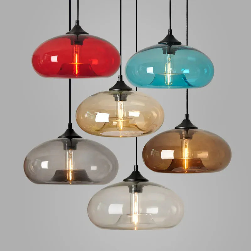 LampeHub Glass Hanging Creative Personalized Colored Glass Chandelier for Restaurant Modern Bookstore Bar Pendan Lamp Hanging Lights