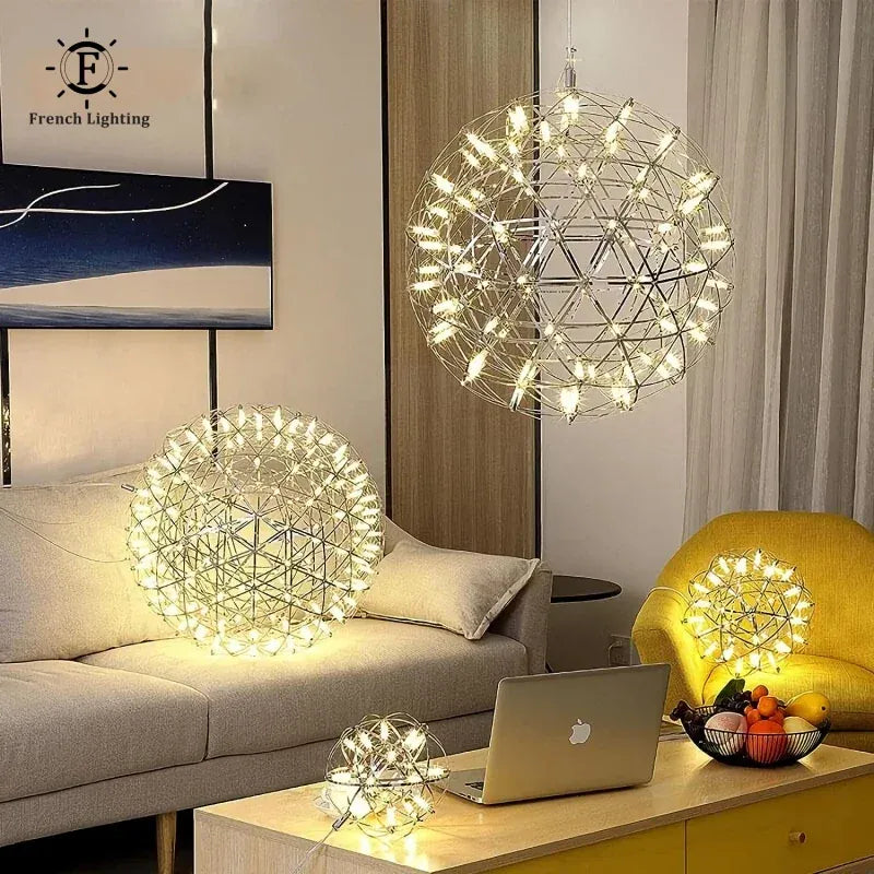 LampeHub Gold / D20cm 12bulbs / Warm White|China Mainland Nordic Modern Pendant Lamp for shop Ball Loft Pendant Light Decorative Hanging Vintage Lamps Chandelier