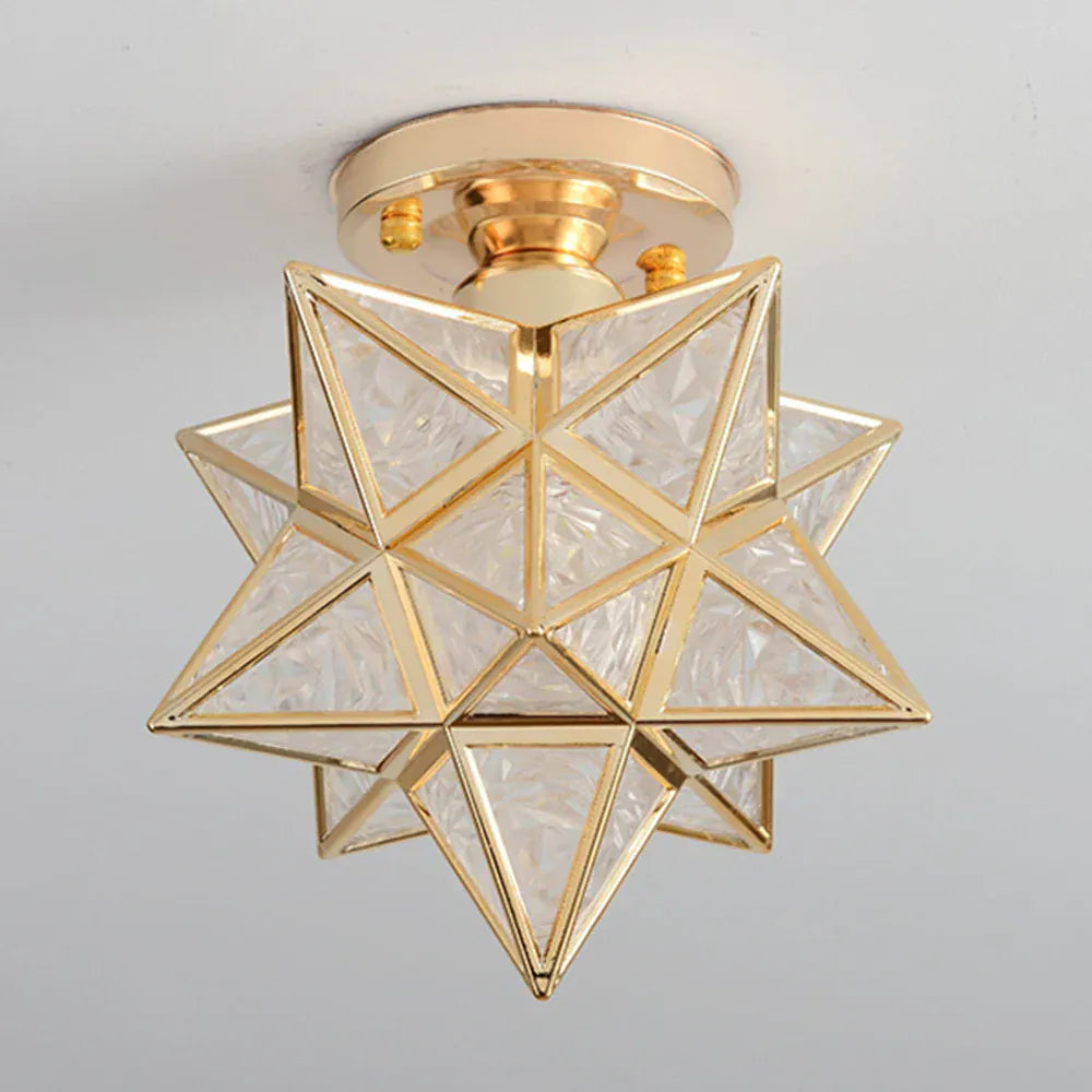 LampeHub Gold Pentagram Corridor Aisle light Modern Golden Entrance Balcony Cloakroom Star Ceiling Lights Dining Room Kitchen Lamp Deco