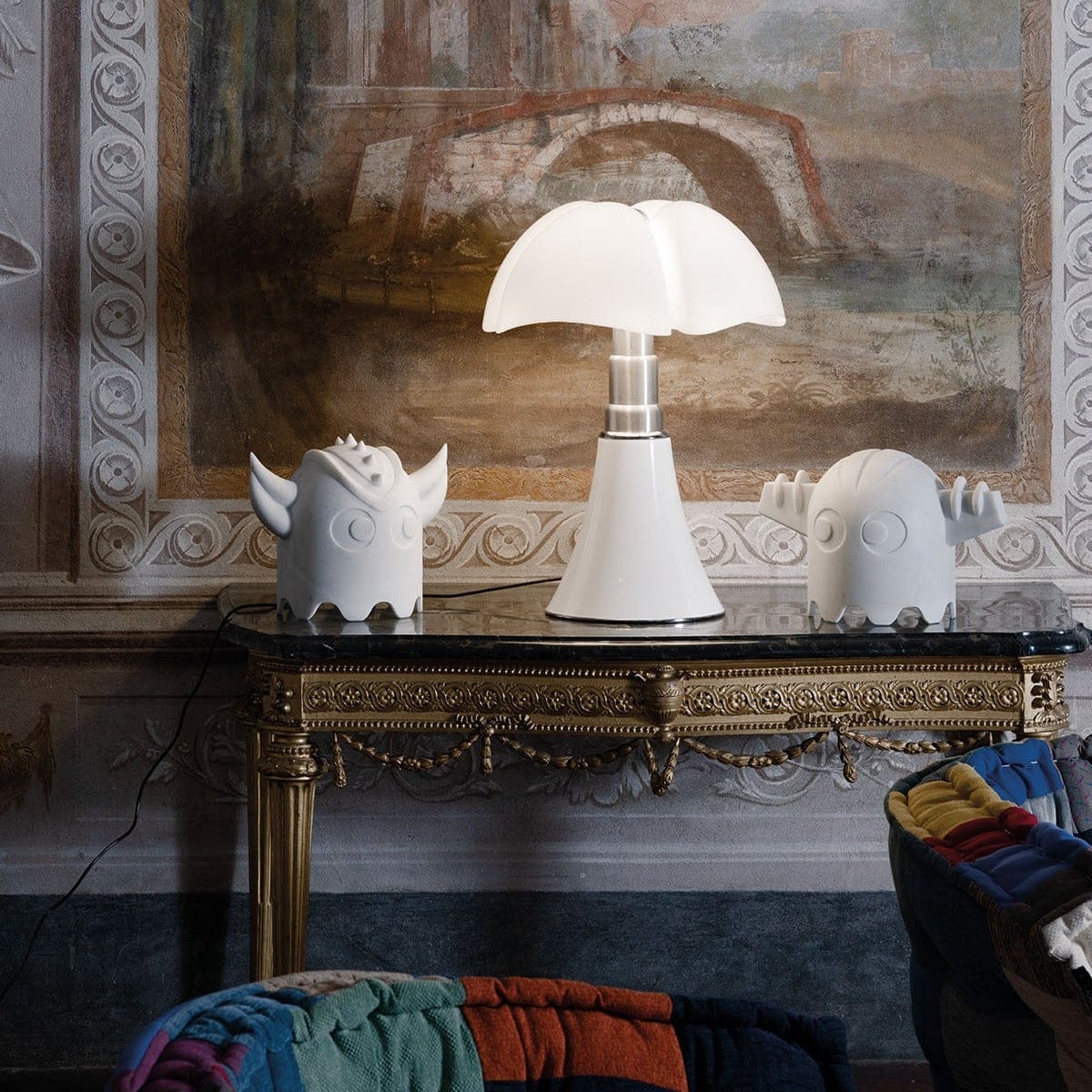 LampeHub Grande Blanche Lampe de chevet Vintage Pipistrello