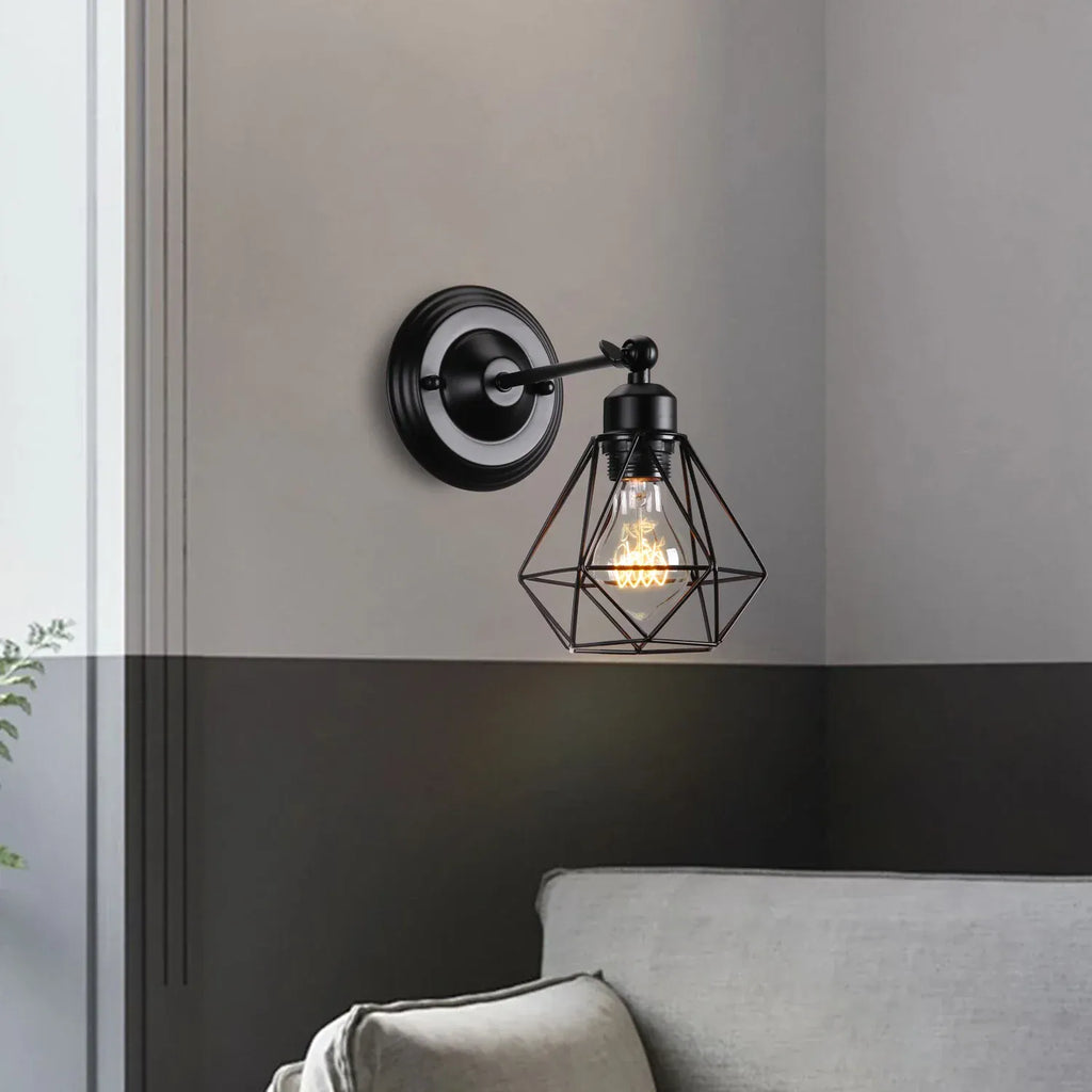 LampeHub Industrial Pendant Light Led Adjustable Hanging Lamp Shade for Home Kitchen Metal Cage Pendant Lighting for Island Dining Room