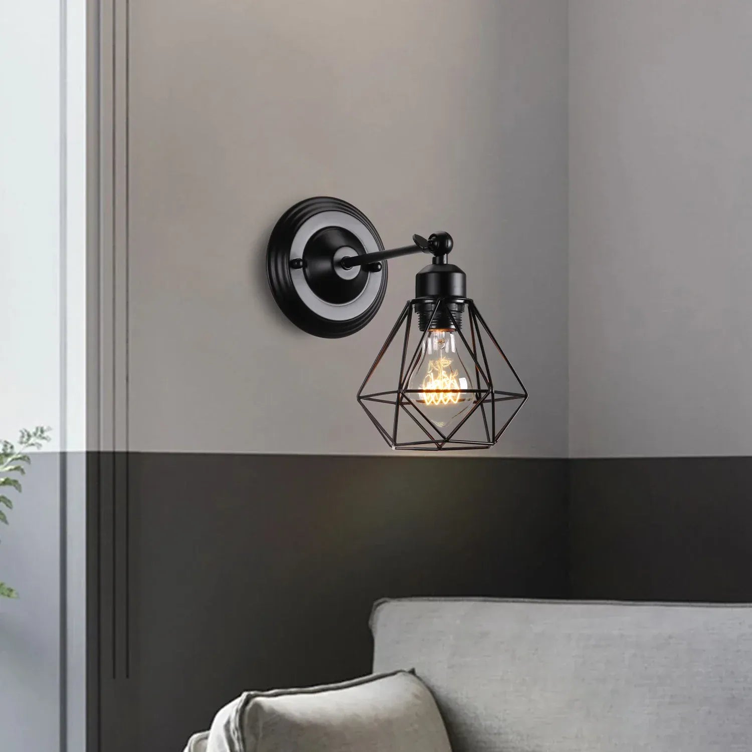 LampeHub Industrial Pendant Light Led Adjustable Hanging Lamp Shade for Home Kitchen Metal Cage Pendant Lighting for Island Dining Room