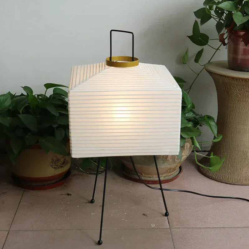 LampeHub Japanese Design Akari Noguchi Yong Table Lamp Printed Rice Paper Lamp Bedroom Desktop Decoration Table Lamp Square