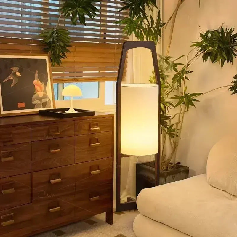 LampeHub Japanese Floor Lamp Retro Wabi Sabi Style Homestay Living Room Sofa Lamp Tea Room Art Wooden Hotel Standing Lamp