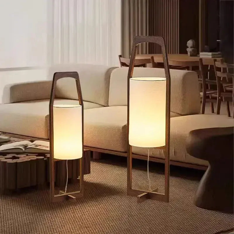 LampeHub Japanese Floor Lamp Retro Wabi Sabi Style Homestay Living Room Sofa Lamp Tea Room Art Wooden Hotel Standing Lamp