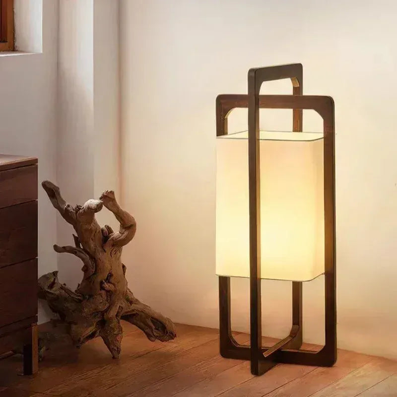 LampeHub Japanese Floor Lamp Retro Wabi Sabi Style Homestay Living Room Sofa Lamp Tea Room Art Wooden Hotel Standing Lamp