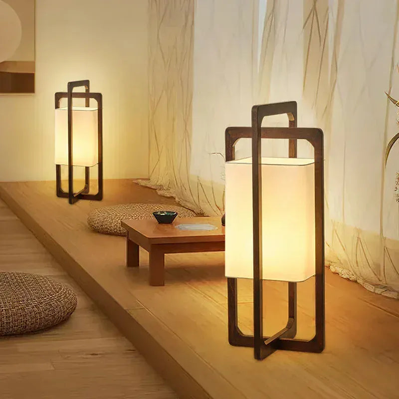 LampeHub Japanese Floor Lamp Retro Wabi Sabi Style Homestay Living Room Sofa Lamp Tea Room Art Wooden Hotel Standing Lamp