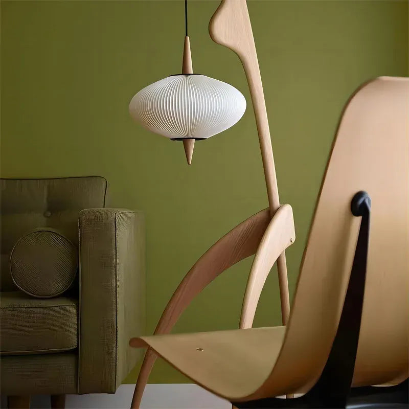 LampeHub Japanese Living Room Bedroom Bedside Creative Exhibition Hall Corner Standing Light Modern Simple Walnut Solid Wood Floor Lamp