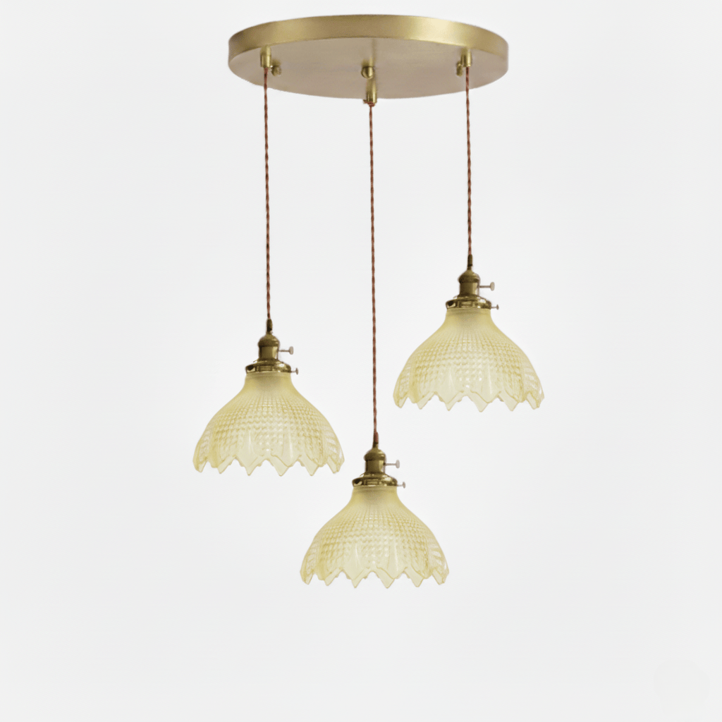 LampeHub Jaune Clair Luminaire suspension verre floral