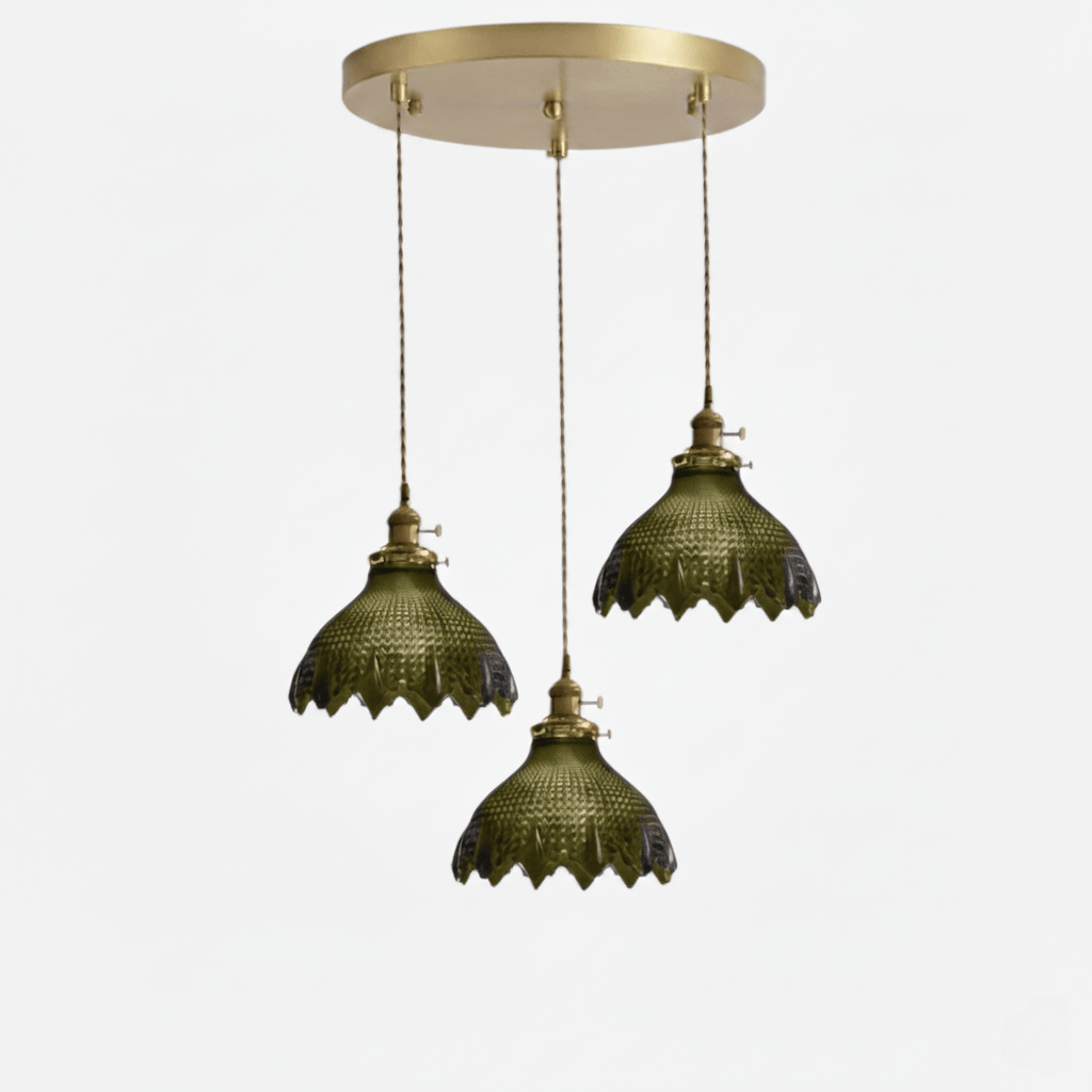 LampeHub Khaki Foncé Luminaire suspension verre floral
