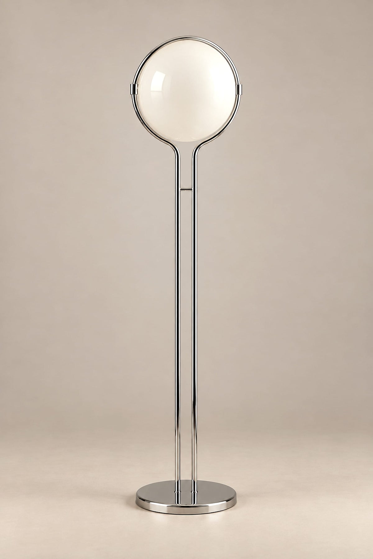 LampeHub Lampadaire 1 globe (H120 cm) / Blanc chaud / Prise EU Lampadaire Bauhaus Globes Opalins – Structure Chromée