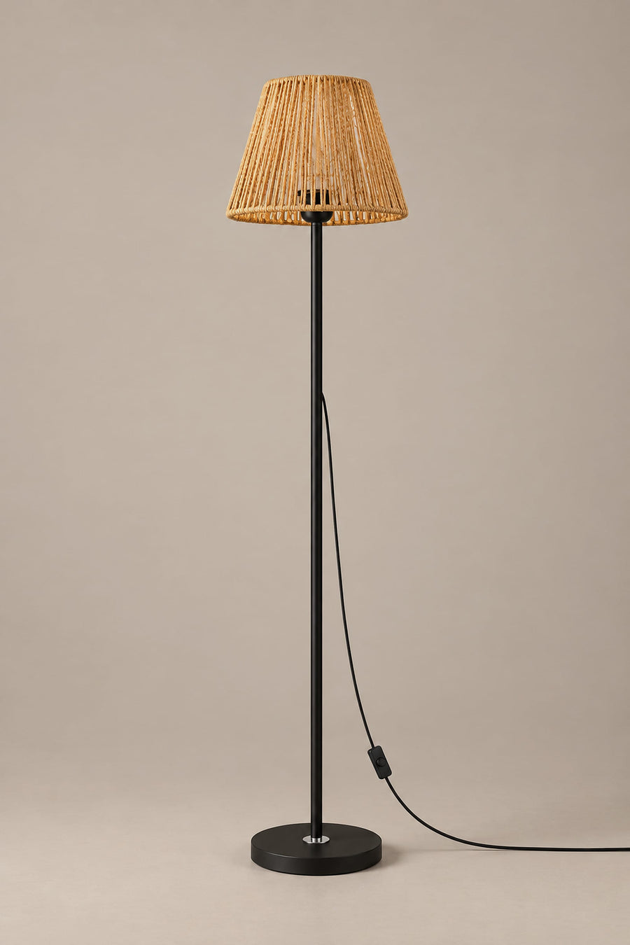 Lampadaire Rotin Bohème 140 cm – Abat-jour Tressé