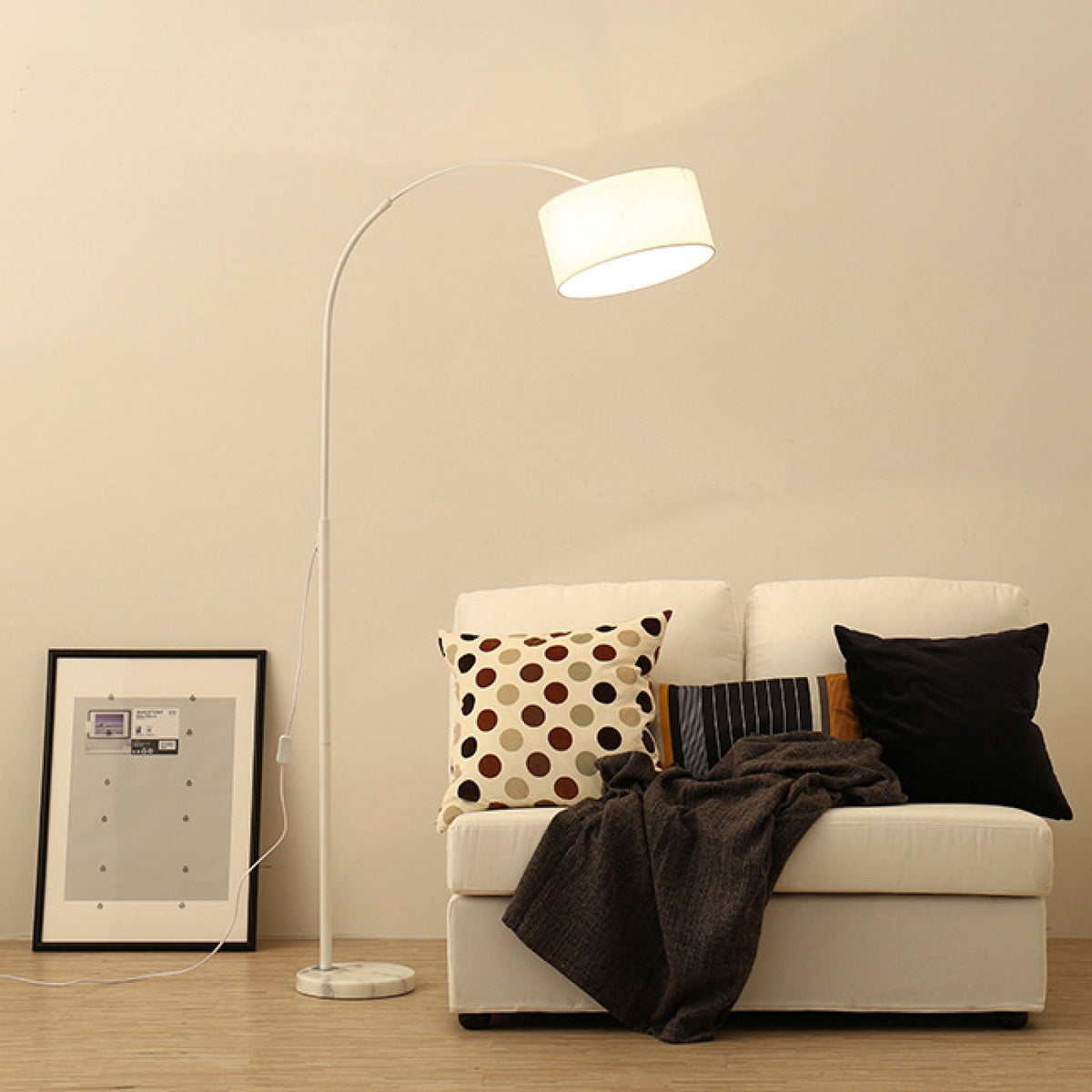 LampeHub Lampadaire abat jour Blanc