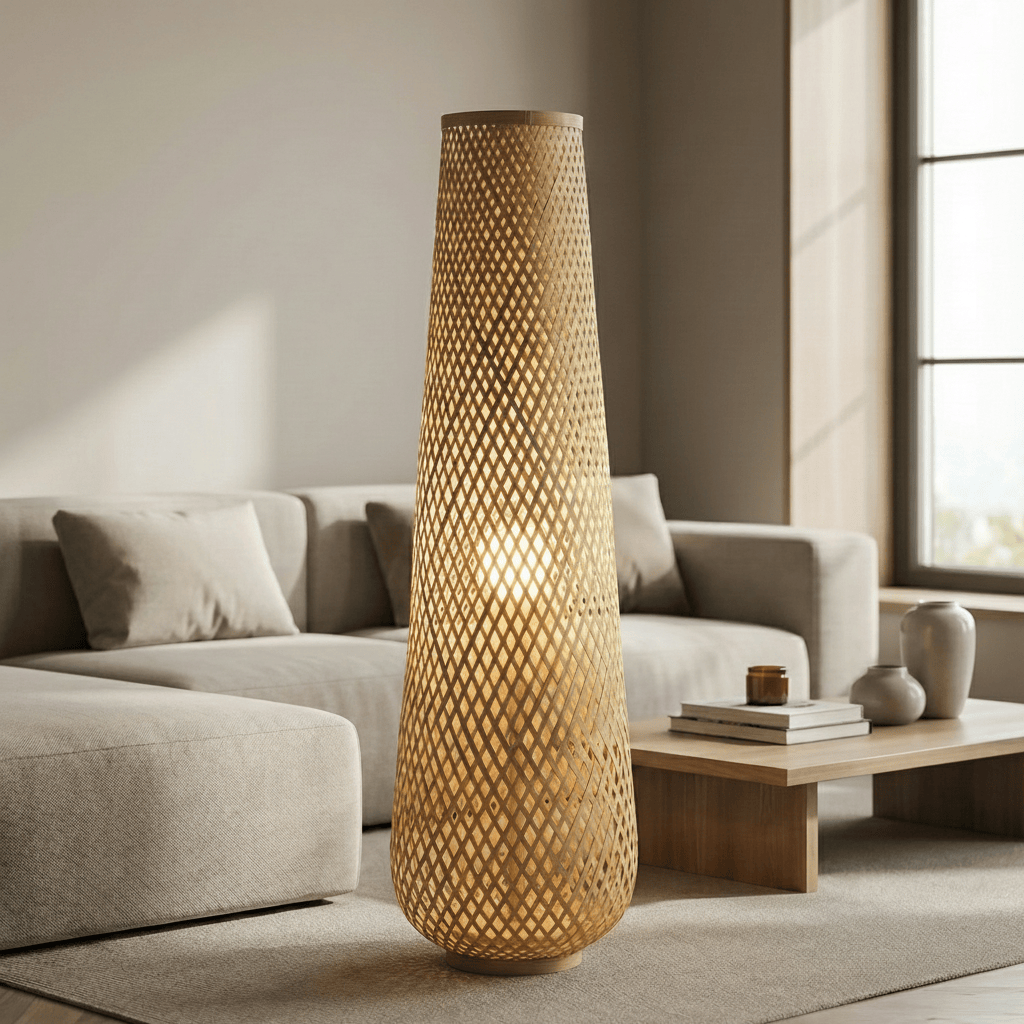 LampeHub Lampadaire Bambou Bois