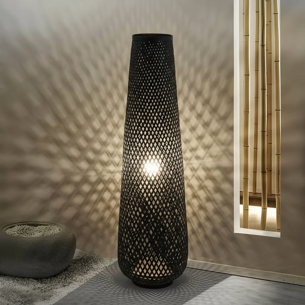 LampeHub Lampadaire Bambou Noir