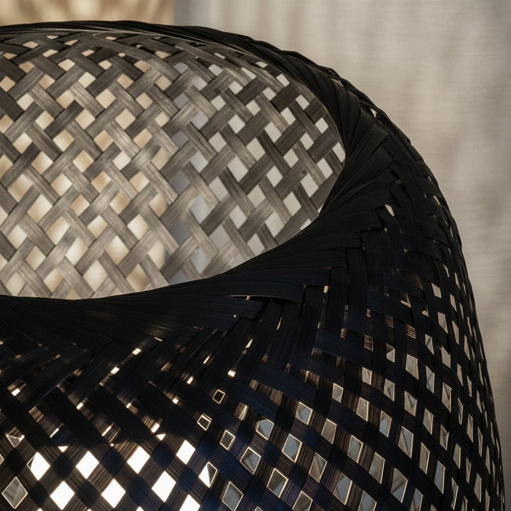 LampeHub Lampadaire Bambou Noir