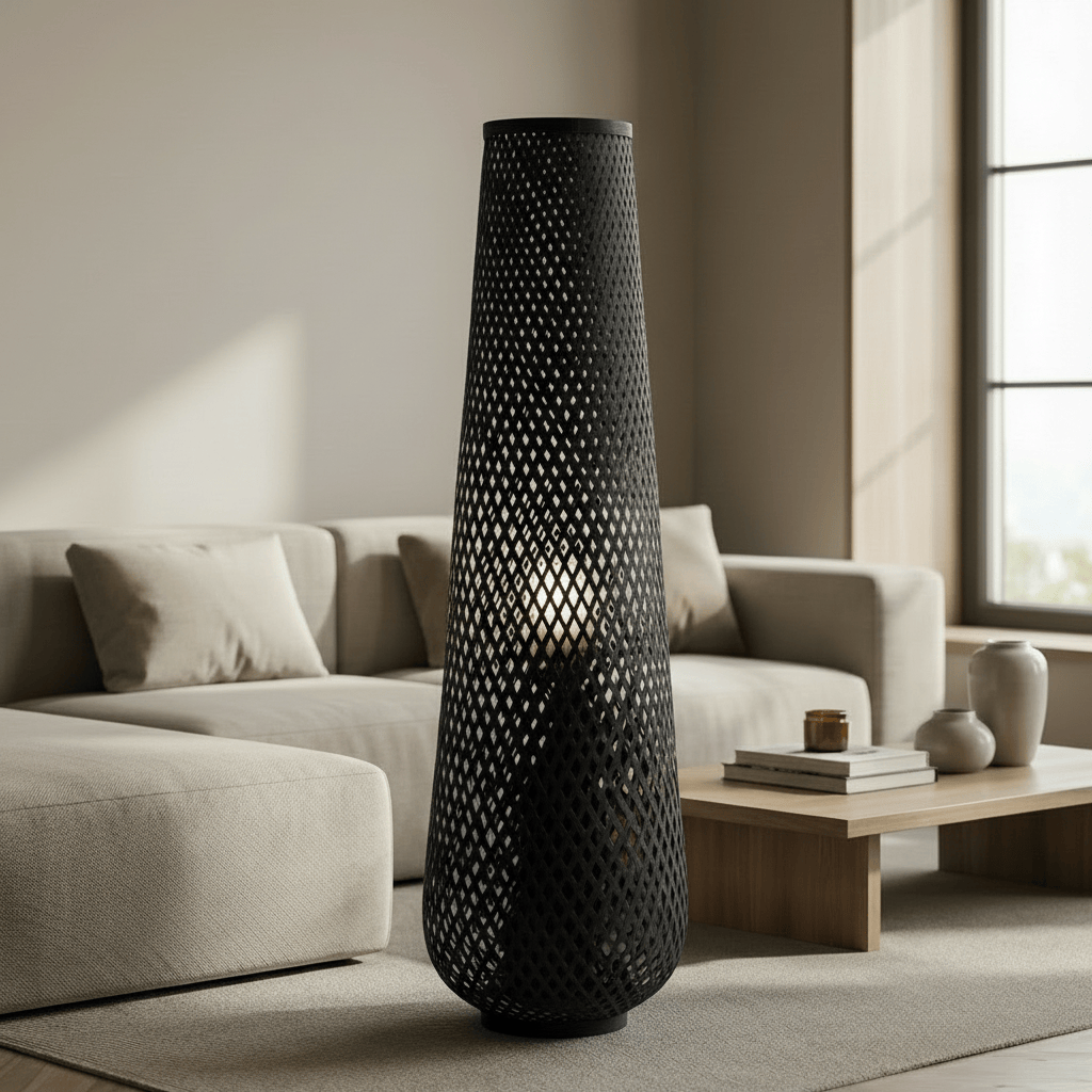 LampeHub Lampadaire Bambou Noir