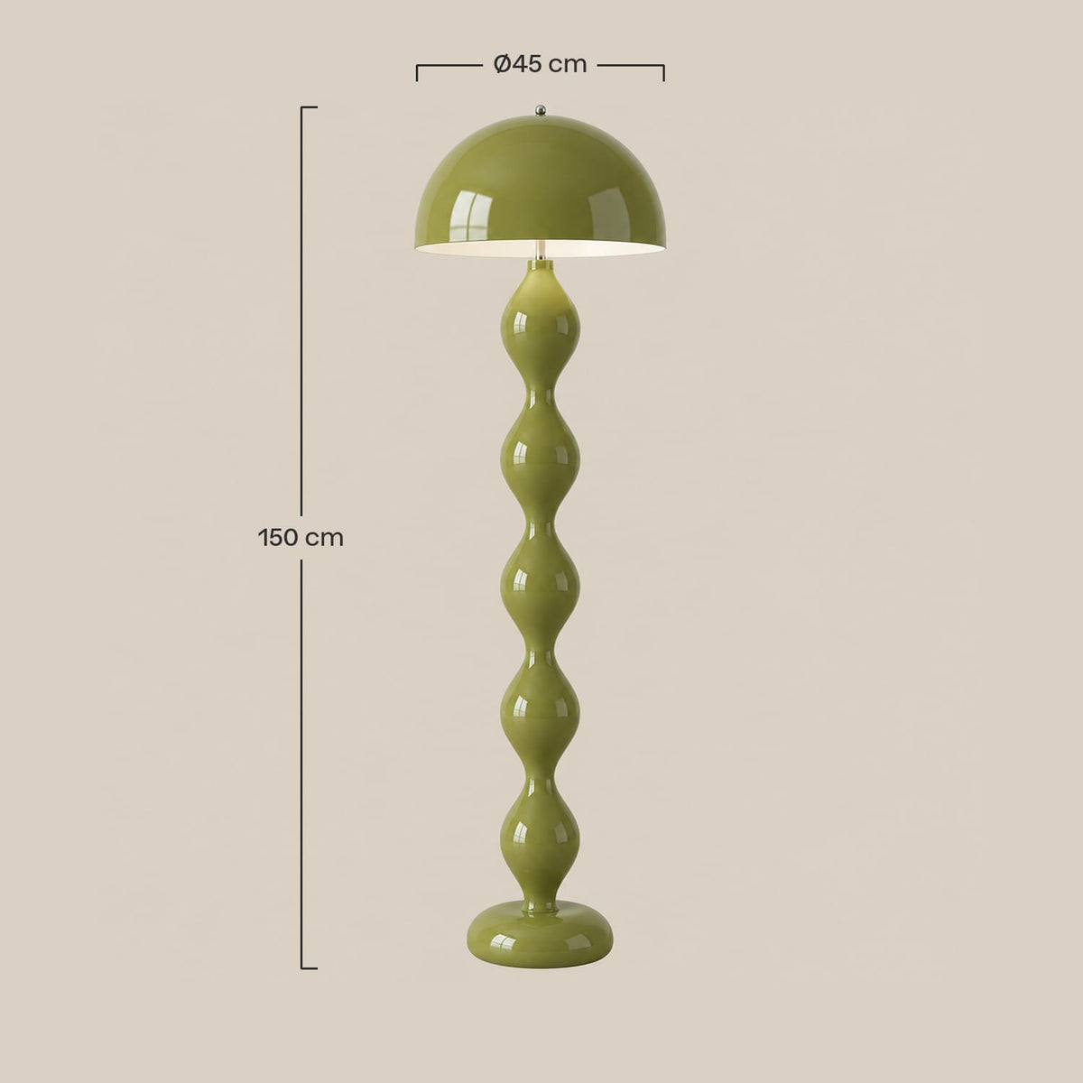 Dimensions – Lampadaire Bauhaus Champignon – Pied Ondulé Coloré